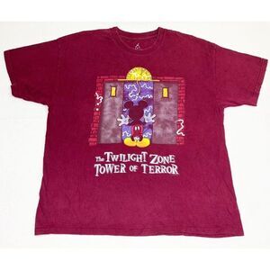 Disneyland Tower of Terror T-Shirt XL Red Burgundy Maroon Mickey Mouse